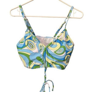 5 For $50🔥 Blue/Green/Yelliw Mod Print Women's Swim Bikini Top